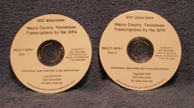 Maury County Tennessee Records transcribed and indexed by the WPA